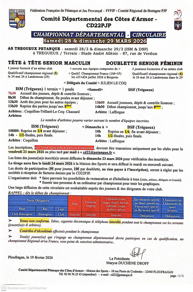 CIRCULAIRE DOUBLETTES FEMININES ET T A T