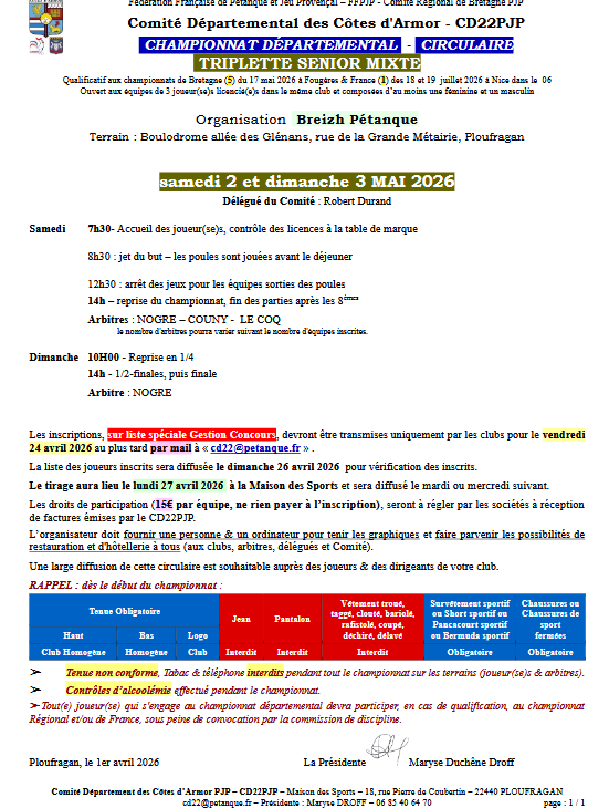 Circulaire Triplette Mixte