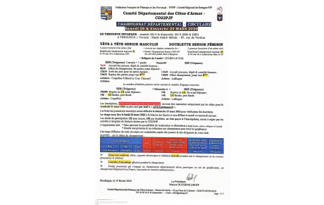 CIRCULAIRE DOUBLETTES FEMININES ET T A T